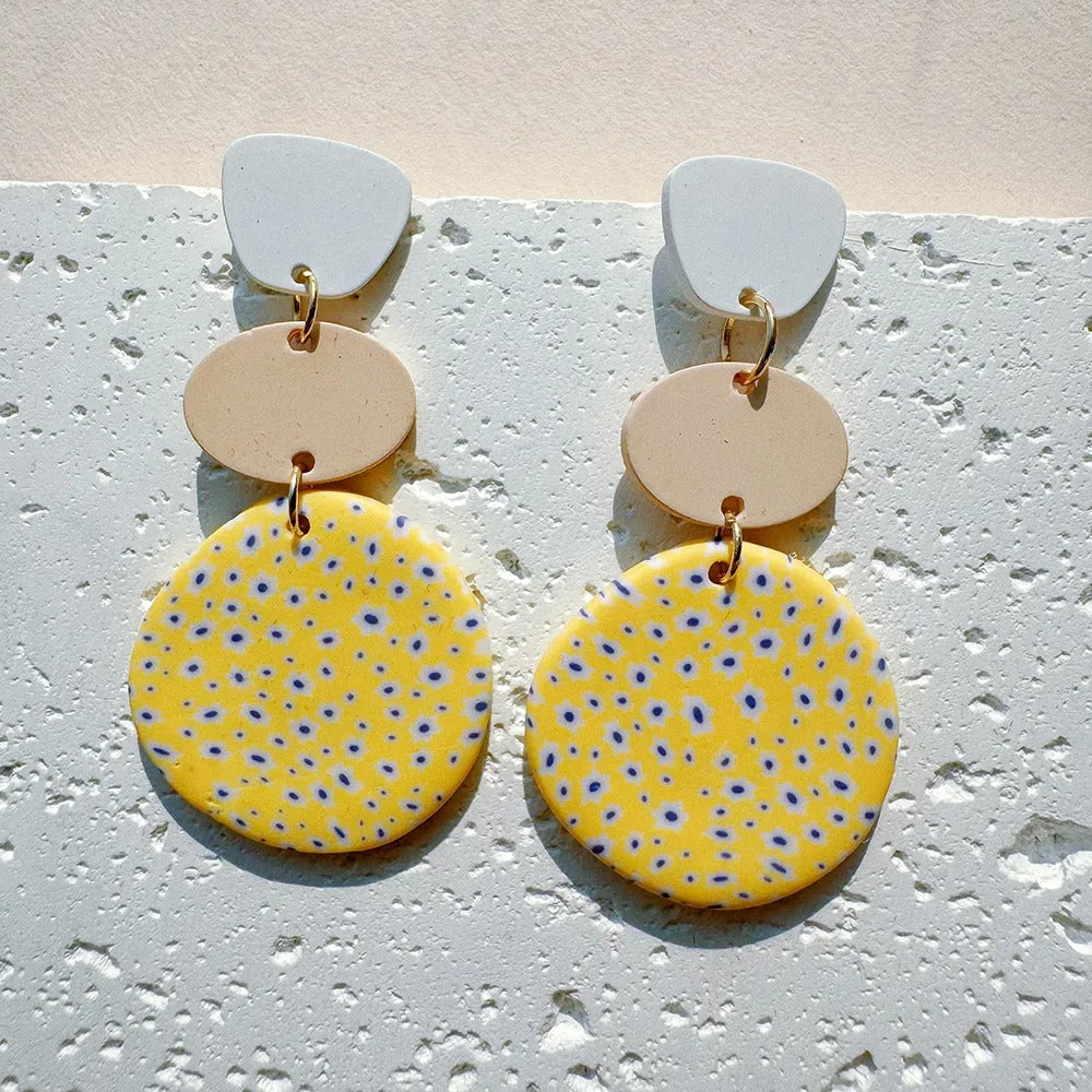 Handmade Polka Dots Multicolor Clay Drop Earrings