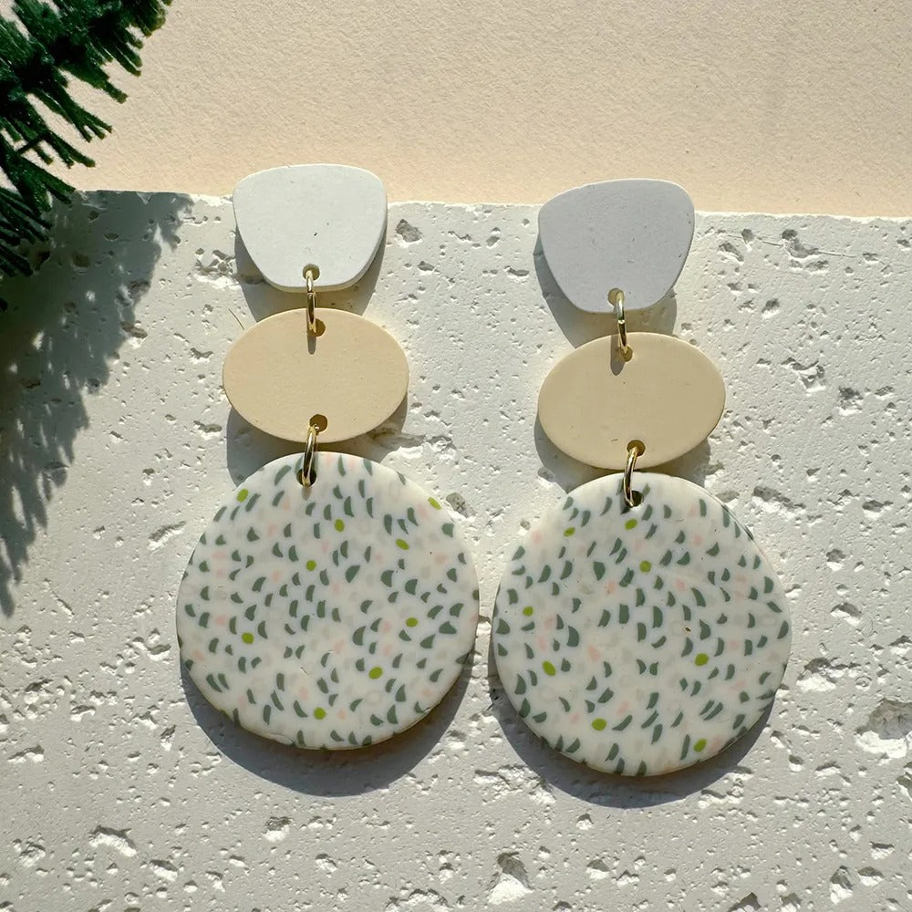 Handmade Polka Dots Multicolor Clay Drop Earrings