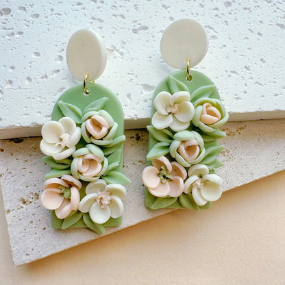 Handmade Multicolor Floral Clay Drop Earrings