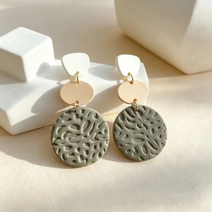 Handmade Geometric Grey 16K Gold Plated Earrings