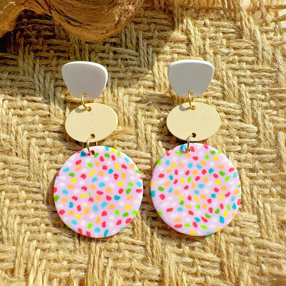 Handmade Polka Dots Multicolor Clay Drop Earrings