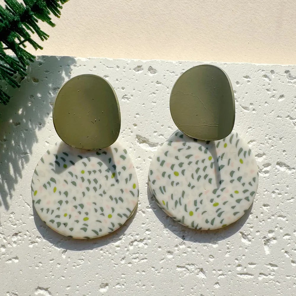 Handmade Polka Dots Multicolor Clay Drop Earrings