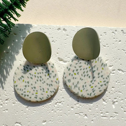 Handmade Polka Dots Multicolor Clay Drop Earrings