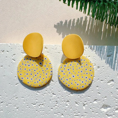 Handmade Polka Dots Multicolor Clay Drop Earrings