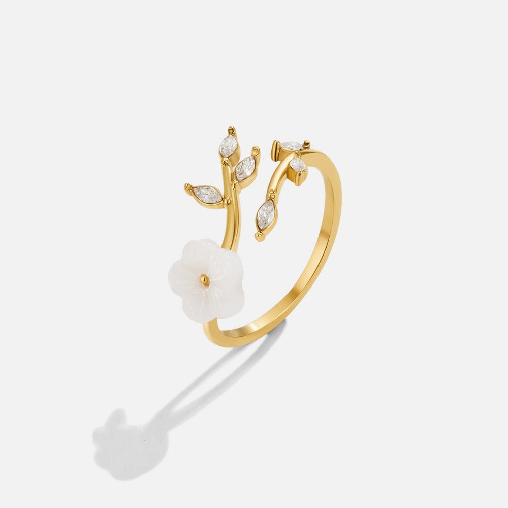 White Blossom Flower Ring