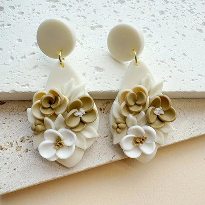 Handmade Multicolor Floral Clay Drop Earrings